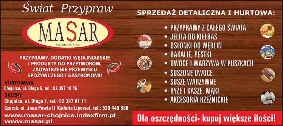 PRZYPRAWY DO KUCHNI I GASTRONOMI "MASAR" - przyprawy dla masarni CHOJNICE przyprawy dla masarni CHOJNICE
